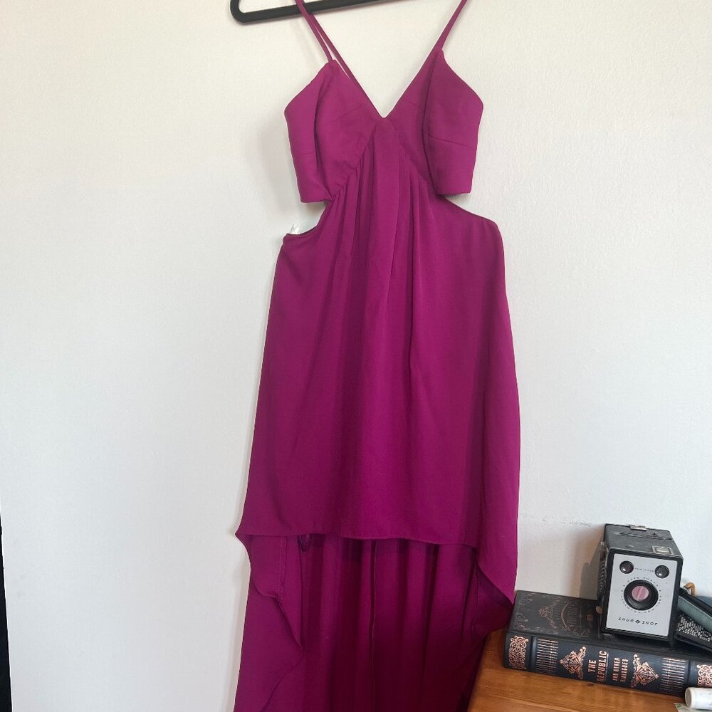 "Express" Magenta Fuchsia Cut Out Spaghetti Strap High Low Dress / Size O
